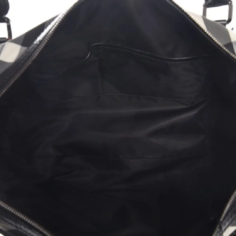 BURBERRY Nylon Beat Check Studded Medium Edenham Satchel Black